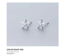 Load image into Gallery viewer, pendientes de plata de ley 925 con forma de estrella de mar, joyería fina con zirconia brillante, para mujeres