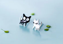 Load image into Gallery viewer, pendientes de plata de ley 925 con forma de gato para mujer