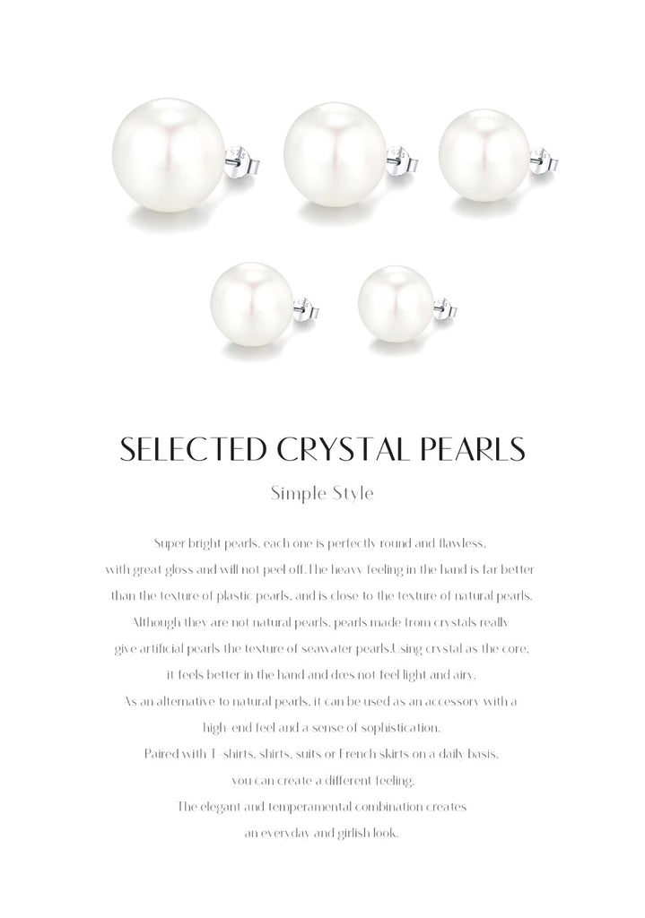 pendientes de plata de ley 925 con perlas de cristal para mujer