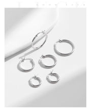 Load image into Gallery viewer, pendientes de aro de Plata de Ley 925 para mujer