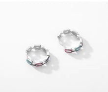 Load image into Gallery viewer, pendientes de aro de Plata de Ley 925 para mujer
