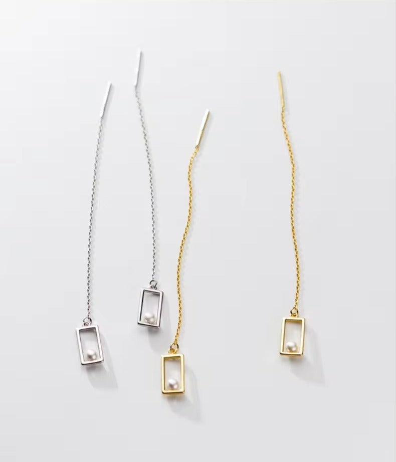 pendientes de gota de perla cuadrada para mujer