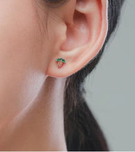 Load image into Gallery viewer, pendientes de plata esterlina 100% para mujer y niño, aretes pequeños de Zirconia y maíz
