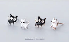 Load image into Gallery viewer, pendientes de plata de ley 925 con forma de gato para mujer
