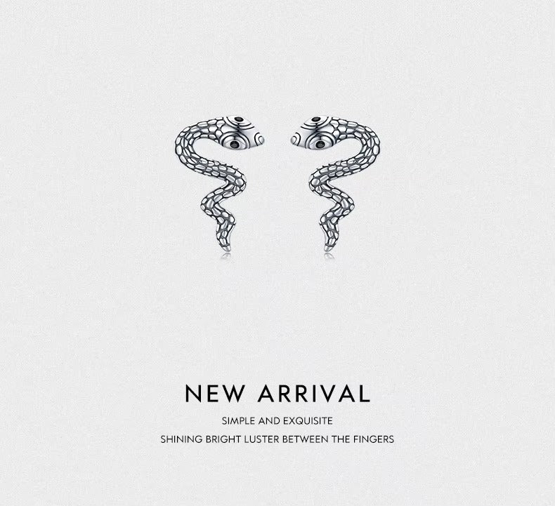 pendientes de plata de ley 100% con forma de serpiente para mujer, aretes hipoalergénicos