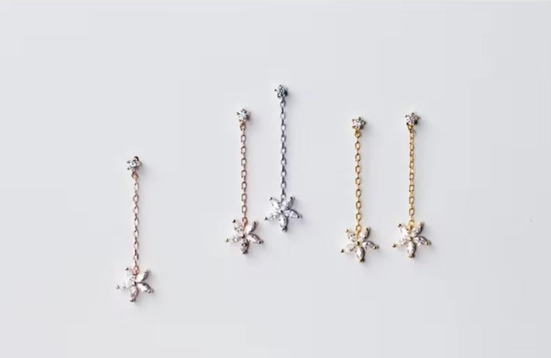 pendientes de gota de 3 colores para mujer, de Plata de Ley 925, brillante, transparente