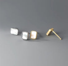 Load image into Gallery viewer, pendientes de perlas de Concha de Plata de Ley 925 para mujer
