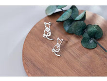 Load image into Gallery viewer, pendientes de plata de ley 925 con forma de gato y Animal, joyería romántica