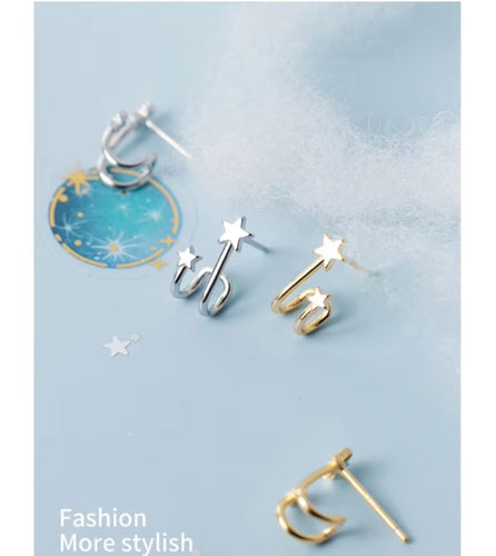 pendientes de tuerca geométricos minimalistas para mujer, de doble capa