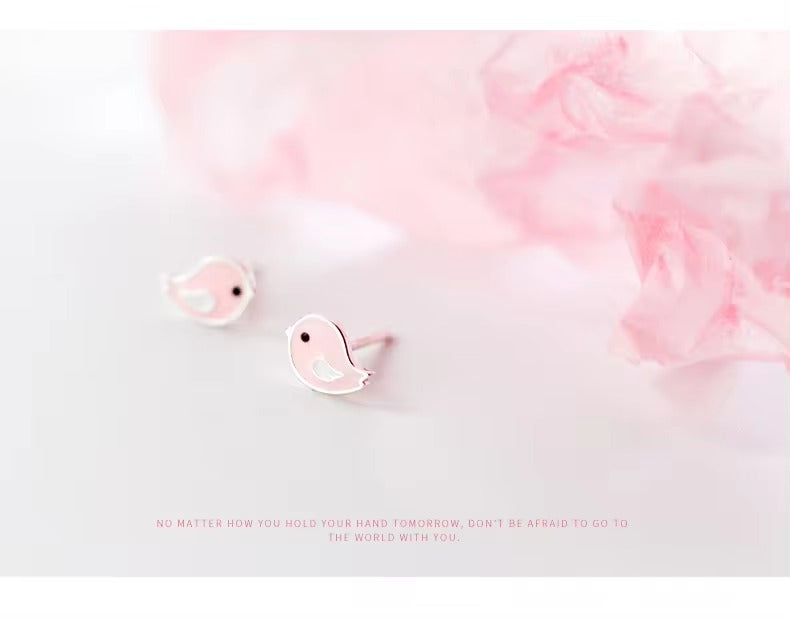 pendientes de plata de ley 925 con diseño de pájaros para mujer