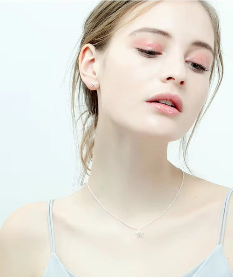 pendientes de plata de ley 925 con forma de copo de nieve