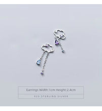 Load image into Gallery viewer, pendientes de plata de ley 925 para mujer, aretes con borla de nube