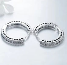 Load image into Gallery viewer, pendientes de aro de Plata de Ley 925 auténtica para mujer