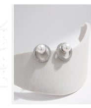 Load image into Gallery viewer, pendientes de plata de ley 925 con perlas de cristal