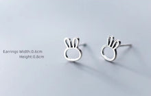 Load image into Gallery viewer, pendientes de plata de ley 100% para niña y niño, aretes pequeños y sencillos de conejo
