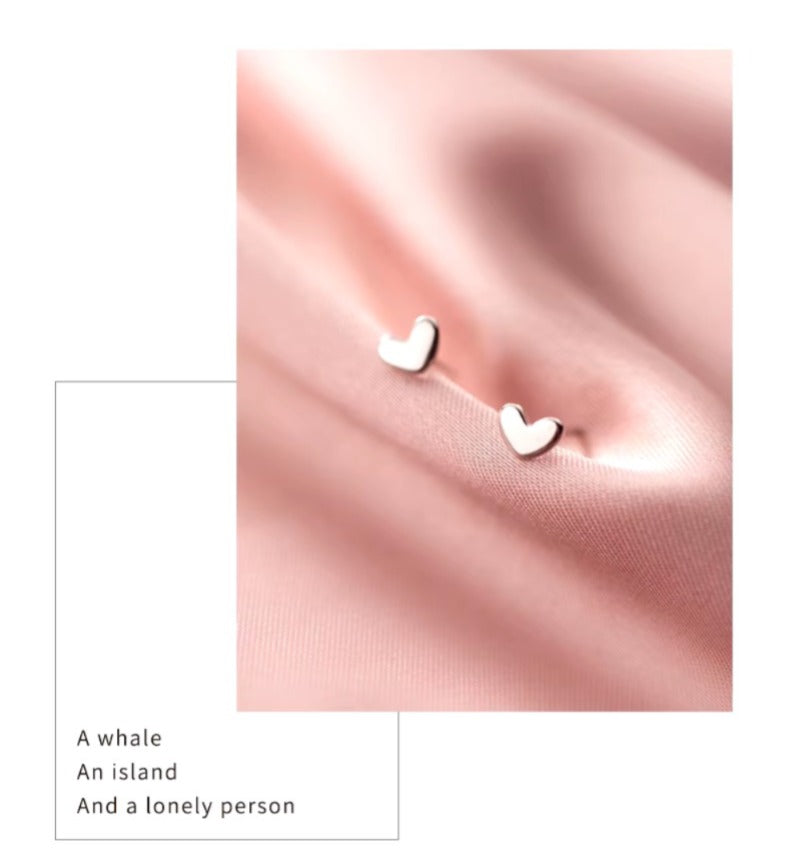 pendientes sencillos de Plata de Ley 925 con forma de corazón