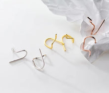 Load image into Gallery viewer, pendientes de plata de ley 925 con diseño de líneas geométricas para mujer, joyería fina, Simple