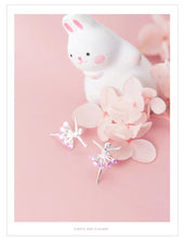 Load image into Gallery viewer, pendientes de plata de ley 925 para mujer, aretes de cristal rosa, joyería fina