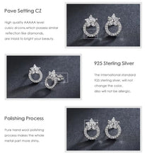 Cargar imagen en el visor de la galería, pendientes redondos de Plata de Ley 925 para mujer, joyería fina con diseño de planta y flor