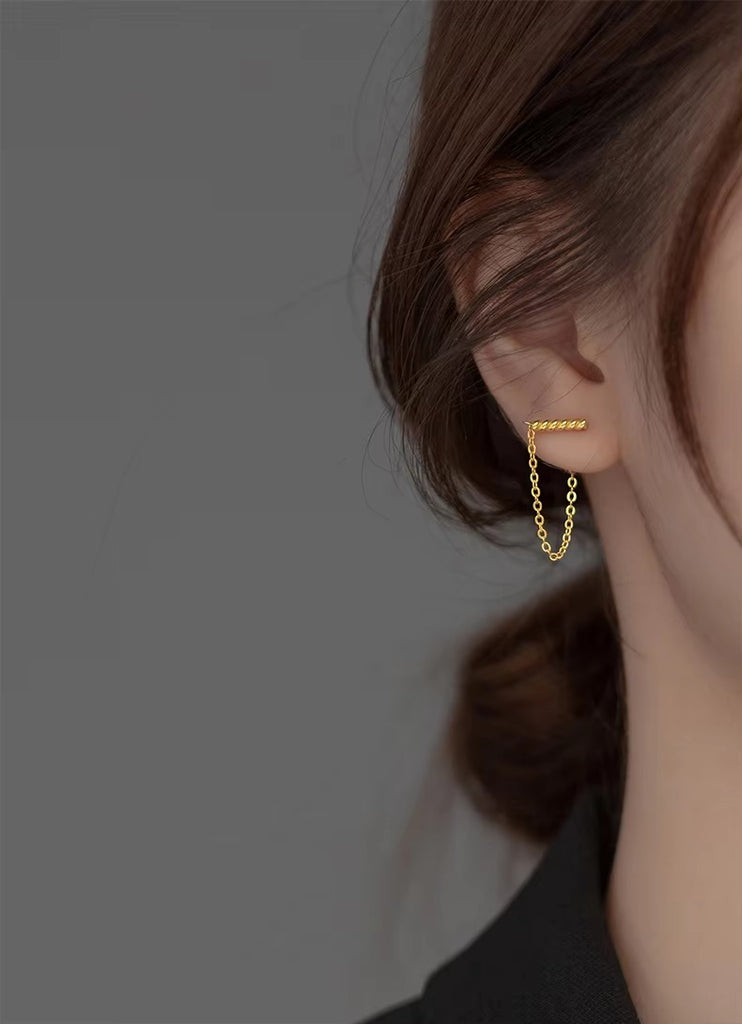 pendientes de cadena de eslabones geométricos para mujer