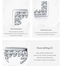 Load image into Gallery viewer, pendientes de plata de ley 925 con forma cuadrada para mujer, arete clásico con huecos