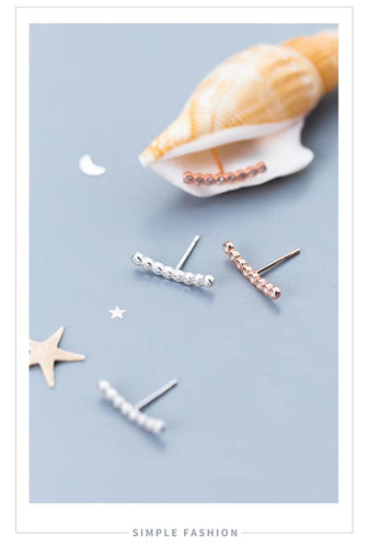 pendientes minimalistas de Color oro rosa para mujer, tachuelas deslumbrantes AAA