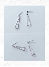 Load image into Gallery viewer, pendientes de plata de ley 925 con forma triangular para mujer
