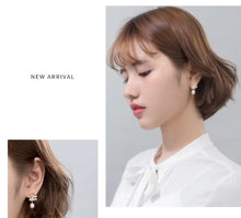 Load image into Gallery viewer, pendientes de plata de ley 925 auténtica para mujer, aretes con forma de flor de perla