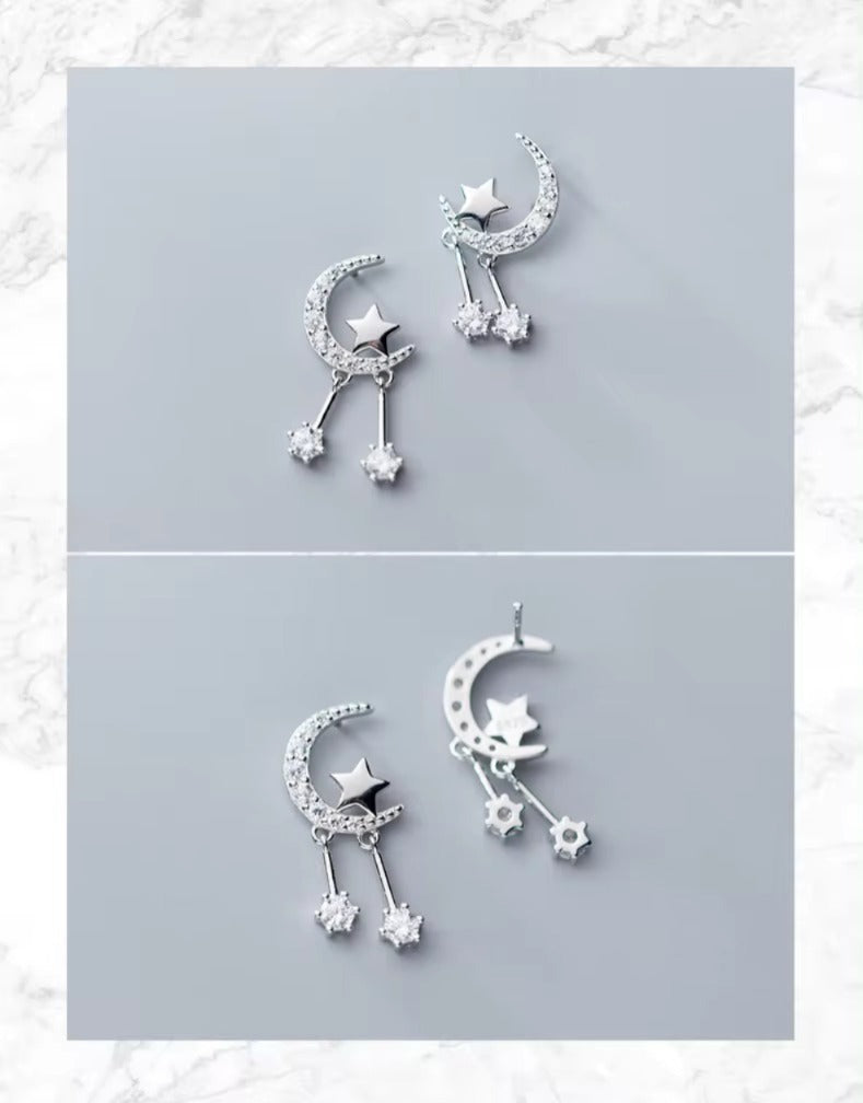 pendientes de plata de primera ley y circón para mujer