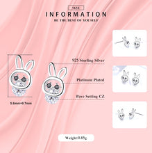 Load image into Gallery viewer, pendientes de plata de ley 100% 925 con forma de conejo para mujer, joyería fina auténtica