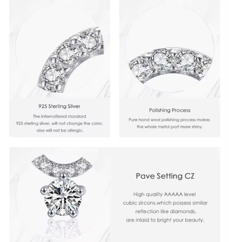 pendientes de plata de ley 925 para mujer, joyería de compromiso, círculo brillante, hipoalergénico, transparente, CZ