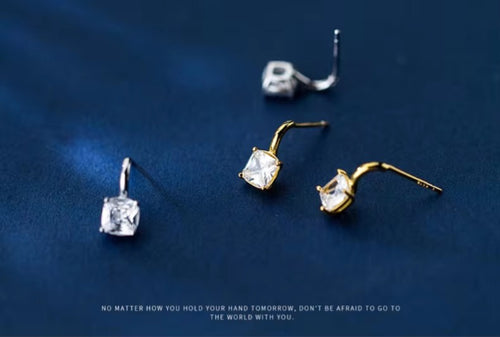 pendientes cuadrados de circonia cúbica para mujer