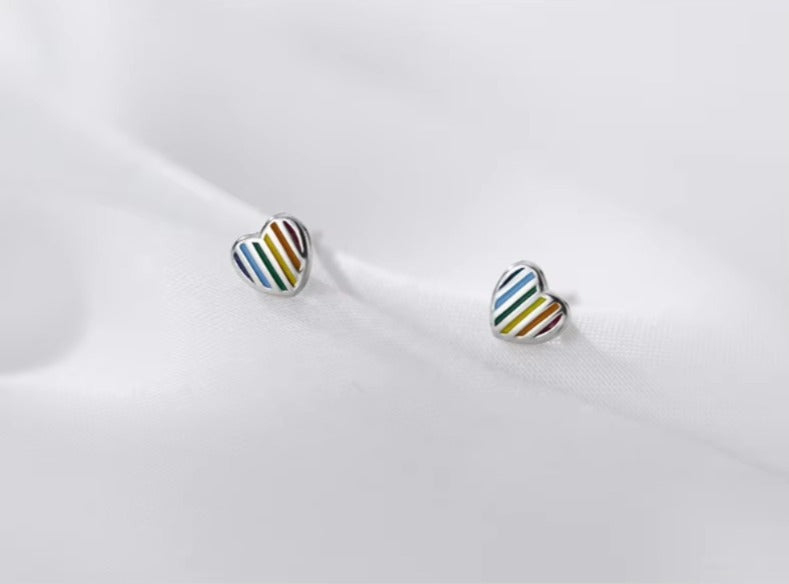 pendientes de plata de ley 925 con corazones de amor, joyería fina con cierre de tuerca