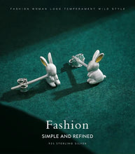 Load image into Gallery viewer, pendientes de plata de ley 925 con forma de conejo