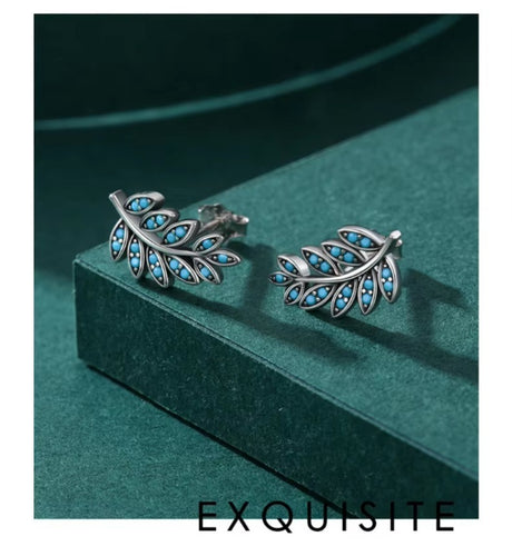 pendientes de plata de ley 925 con forma de hoja para mujer