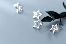 Load image into Gallery viewer, pendientes de plata de ley 925 con forma de estrella para mujer, aretes pequeños, alfiler antialérgico