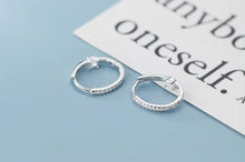 Load image into Gallery viewer, pendientes de aro de Plata de Ley 925 auténtica para mujer