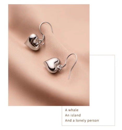 pendientes minimalistas de Plata de Ley 925 para mujer y niña, aretes colgantes con forma de corazón
