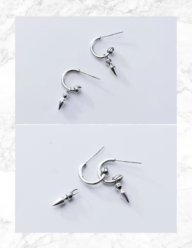 pendientes de tuerca de semicírculo de cono de columpio Punk Rock para mujer