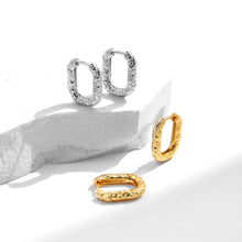 Load image into Gallery viewer, pendientes de aro de Plata de Ley 925 con textura en forma de U para mujer