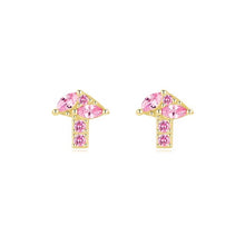 Load image into Gallery viewer, pendientes de plata de ley 100% 925 para mujer, aretes pequeños de seta de circonita rosa