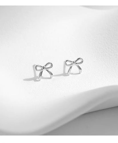 pendientes de plata de ley 925 con forma de lazo para mujer