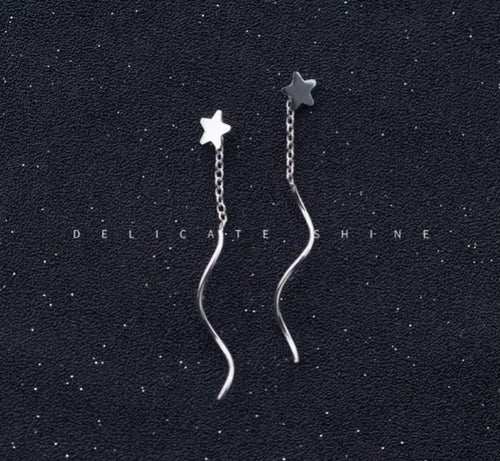 pendientes colgantes con forma de estrella para mujer, de Plata de Ley 925 auténtica, joyería fina