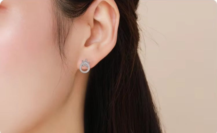 pendientes redondos de Plata de Ley 925 para mujer, joyería fina con diseño de planta y flor