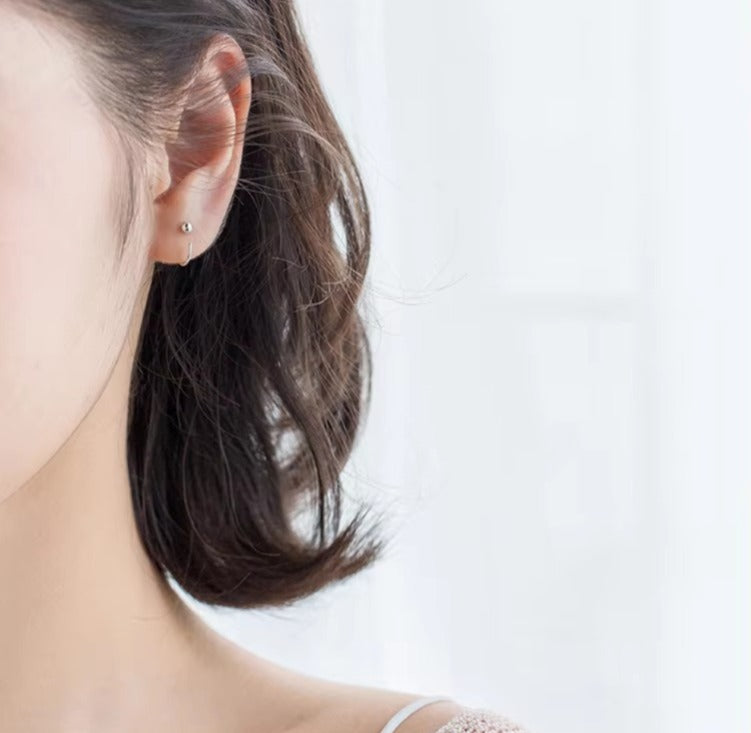 pendientes de aro de plata de ley 2021 auténtica para mujer, aretes de aro sencillos con cuentas redondas