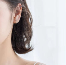 Load image into Gallery viewer, pendientes de aro de plata de ley 2021 auténtica para mujer, aretes de aro sencillos con cuentas redondas