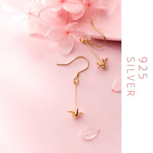 Load image into Gallery viewer, pendientes de gota de cadena larga para mujer y niña, de Plata de Ley 925, aretes de Color dorado