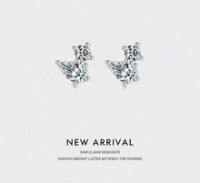 Cargar imagen en el visor de la galería, pendientes geométricos de circonia cúbica para mujer y niña, aretes pequeños de plata de ley 100% 925