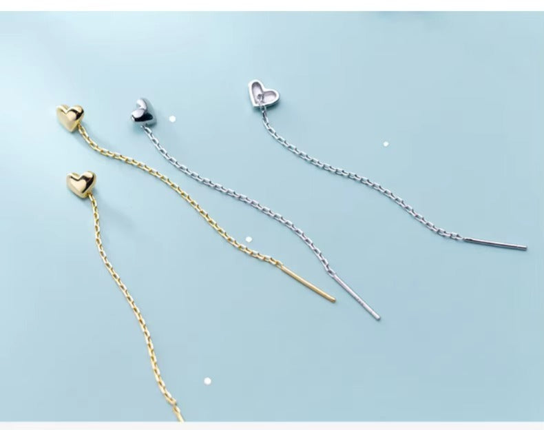 pendientes de cadena larga para mujer, de Color dorado, de Plata de Ley 925 pura