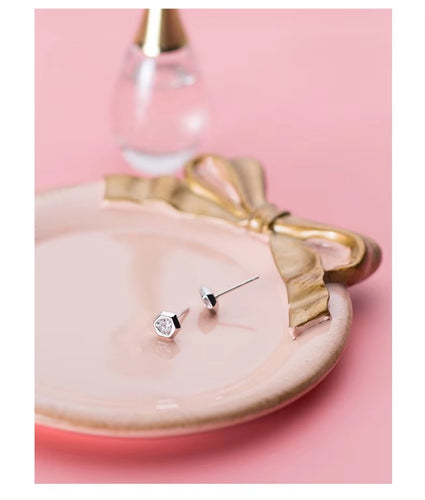 pendientes de plata de ley 100% con forma hexagonal para mujer